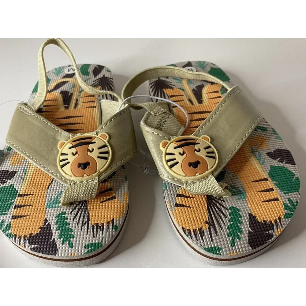 Swiggles Jungle Lion Toddler Boys Flip Flops Medium 7/8 NWT A24